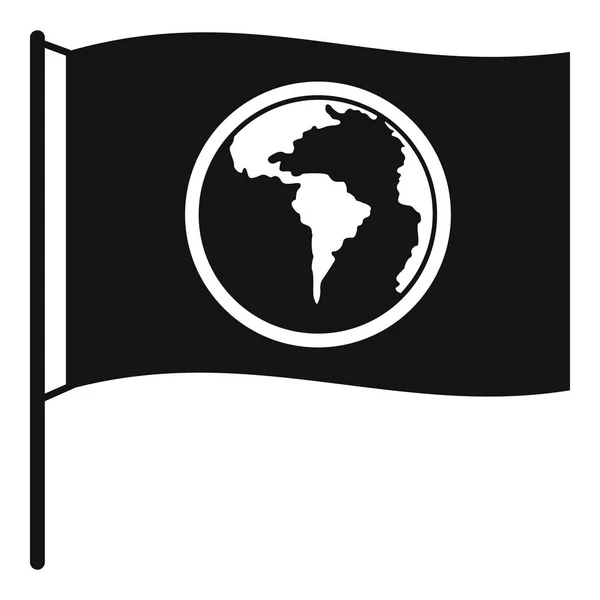 Bandera con icono del planeta del mundo, estilo simple — Archivo Imágenes Vectoriales