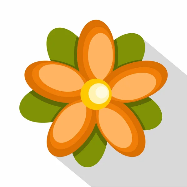 Orange abstract flower icon, flat style — Stock Vector