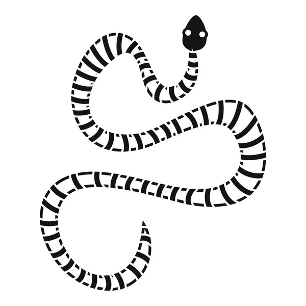 白い縞模様の蛇のアイコン、シンプルなスタイル — ストックベクタ