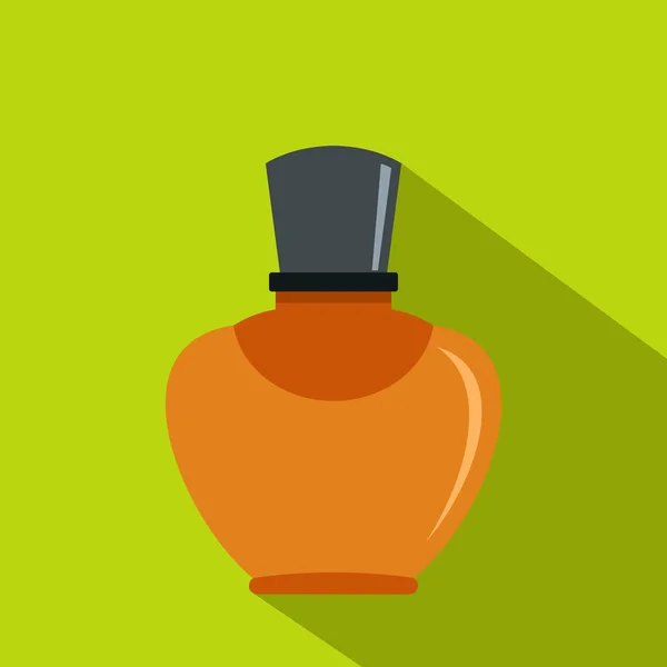Glazen fles parfum pictogram, vlakke stijl — Stockvector
