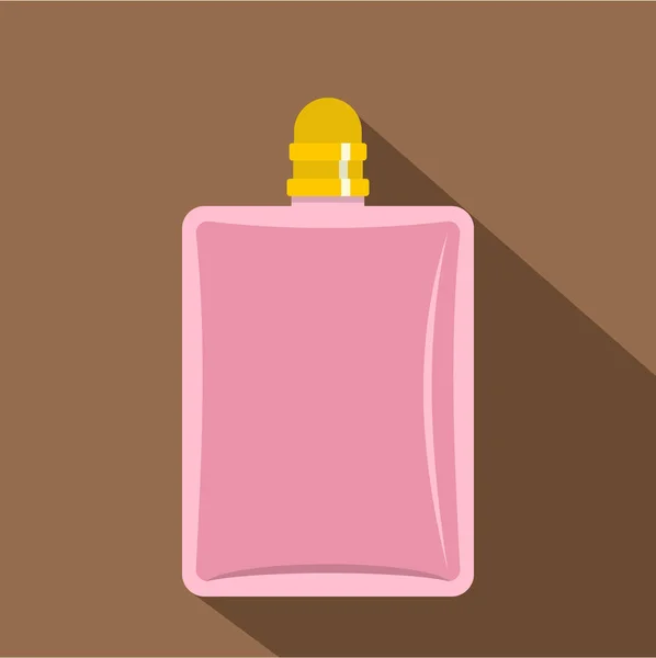 Roze fles van vrouwelijke parfum pictogram, vlakke stijl — Stockvector