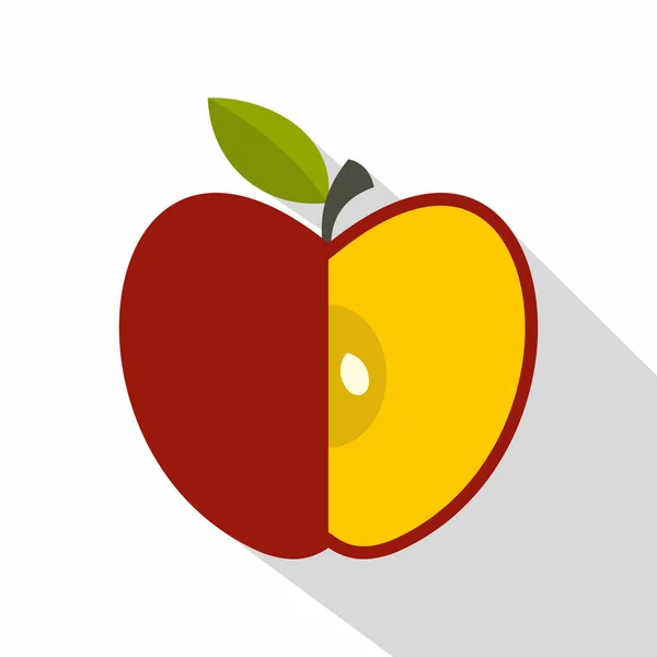 Icône de pomme rouge tranchée, style plat — Image vectorielle