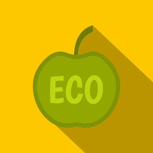 ECO green apple icon, flat style — Stock Vector