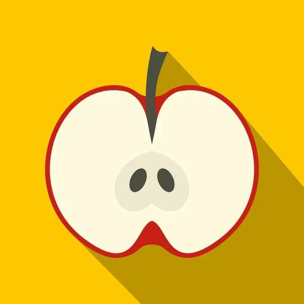 Icono mitad manzana roja, estilo plano — Archivo Imágenes Vectoriales