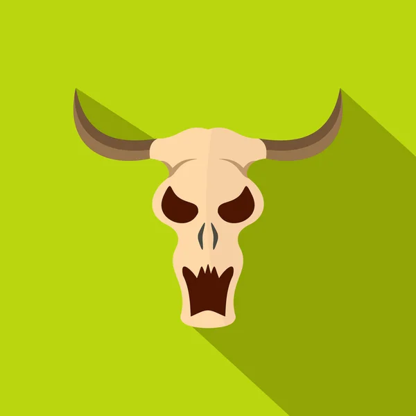 Ícone de crânio de búfalo, estilo plano —  Vetores de Stock