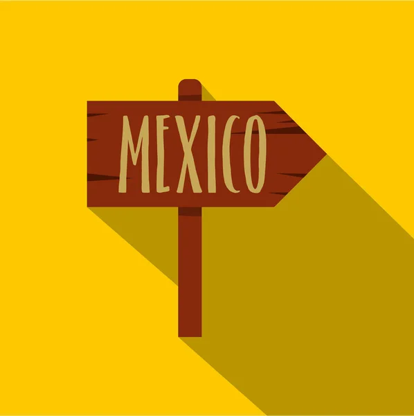 Mexico wooden direction arrow sign icon flat style — Stock Vector