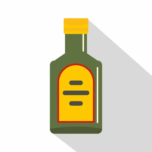 Bottiglia verde di icona di whisky, stile piatto — Vettoriale Stock