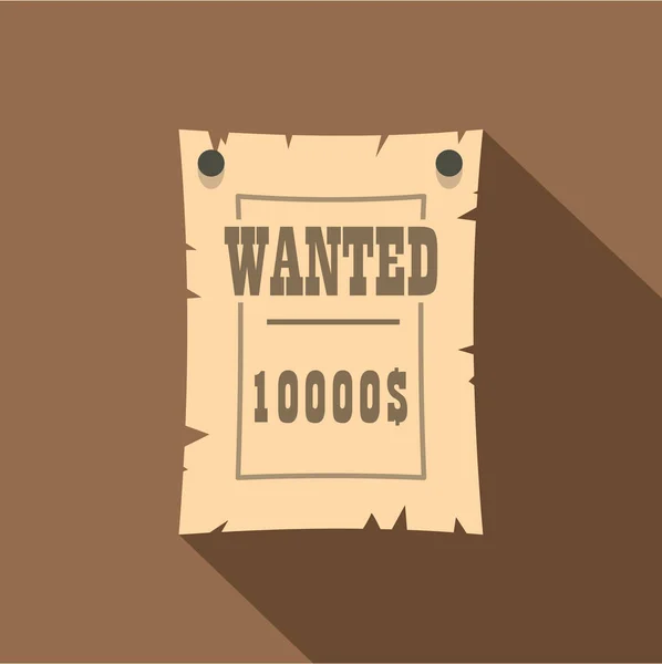 Vintage wanted poster icon, flat style — Stock Vector