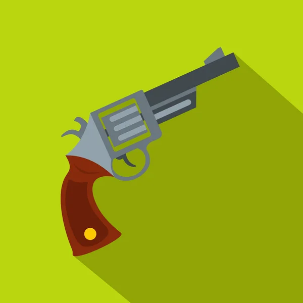 Иконка винтажного револьвера, плоский стиль — стоковый вектор
