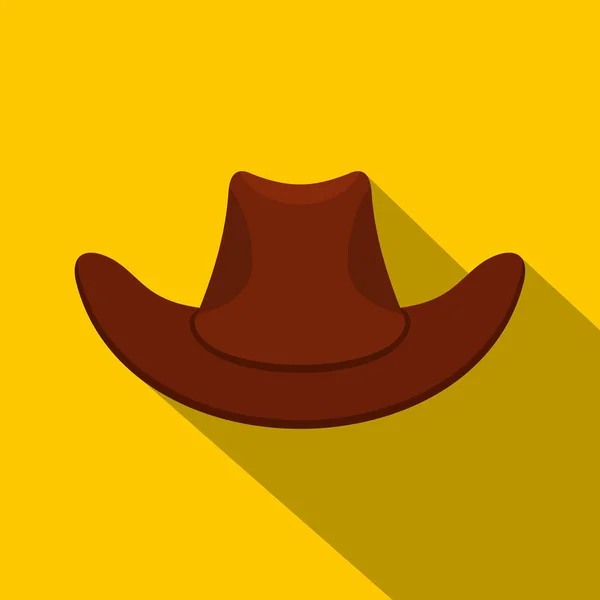 Коричневий ковбойському капелюсі значок, плоскі стиль — стоковий вектор