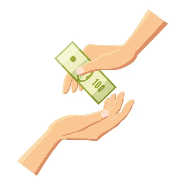 Pénzt ad az egyik kezét a másik ikon — Stock Vector