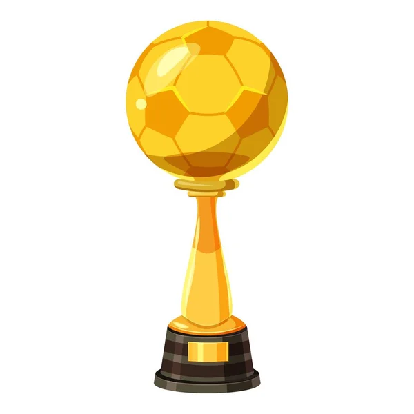 Golden soccer trophy cup icon, cartoon style — Stock Vector