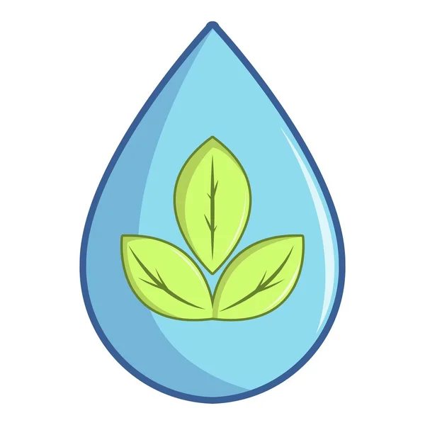 Zelené listy uvnitř vody přetažení ikony, kreslený styl — Stockový vektor