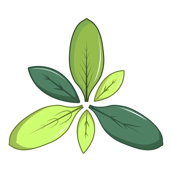 Grüne Blätter Ikone, Cartoon-Stil — Stockvektor
