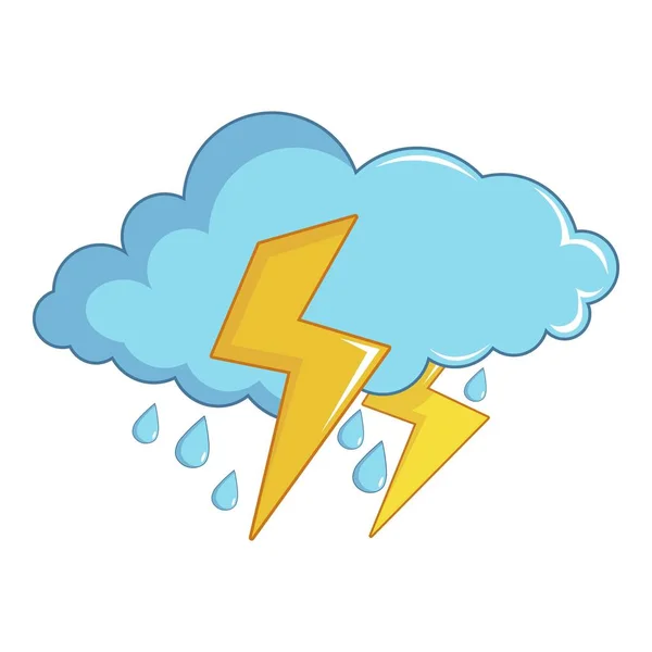 Nuvola blu con fulmini e icona della pioggia — Vettoriale Stock