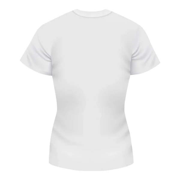 Weiße T-Shirt-Attrappe für Frauen, realistischer Stil — Stockvektor