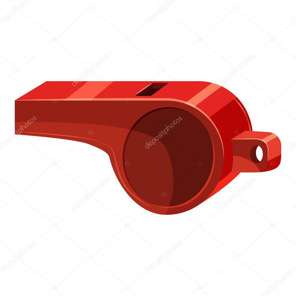 Red sport whistle icon, cartoon style