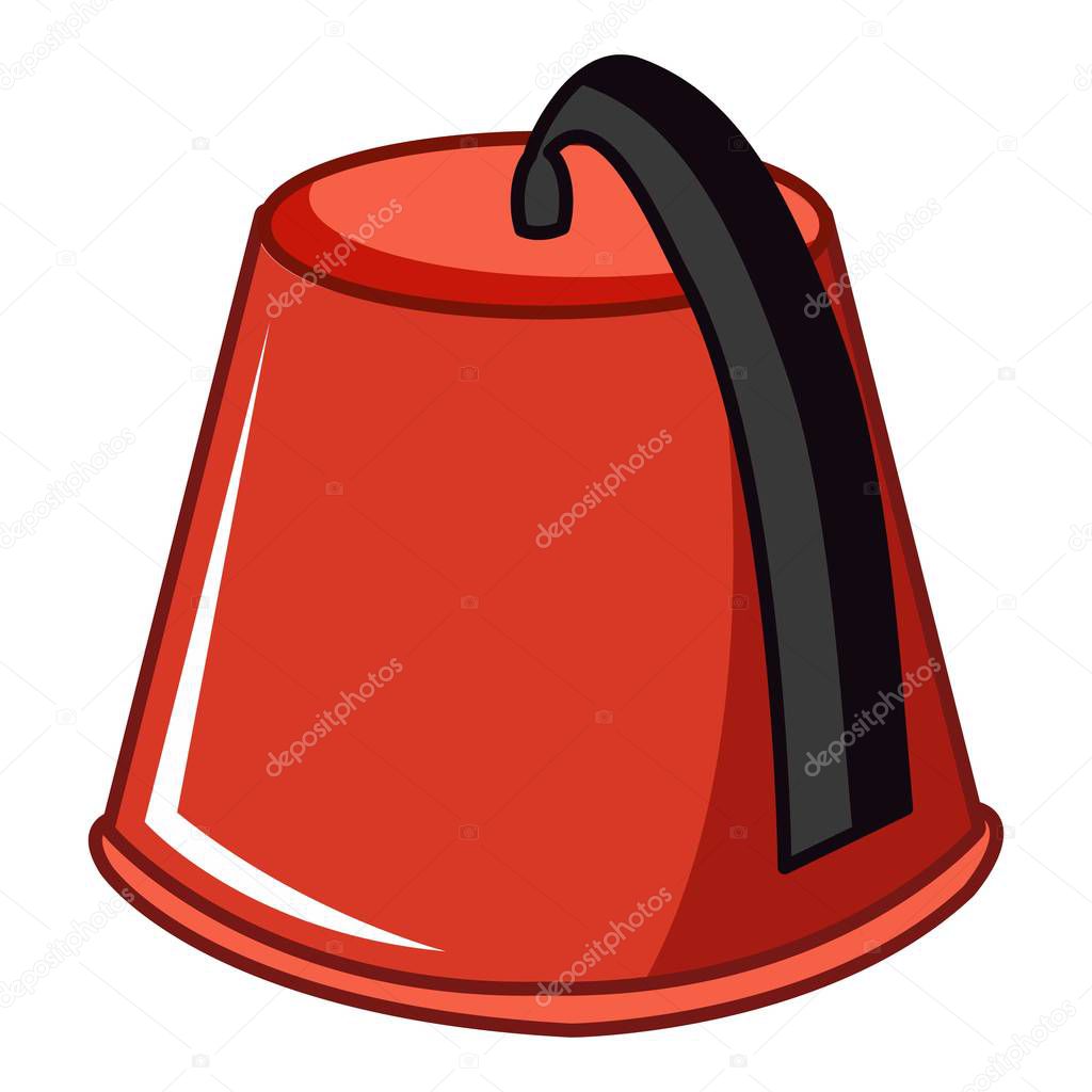 Red Turkish fez icon, flat style