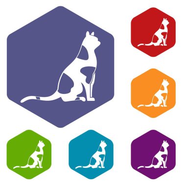 Kedi simgeleri oturan altıgen ayarla