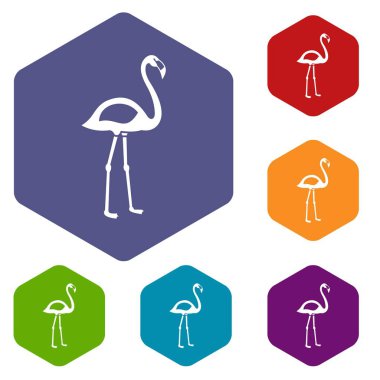 Altıgen Flamingo Icons set
