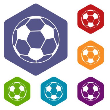 Altıgen futbol topu Icons set
