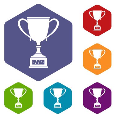 Altıgen kazanan Kupası Icons set