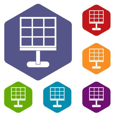 Altıgen güneş pili Icons set