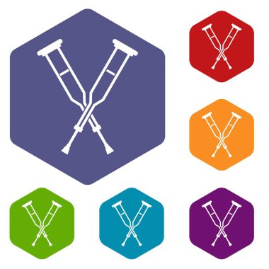 Altı köşe koltuk değneği Icons set