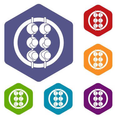 Altıgen Asya şaşlık Icons set