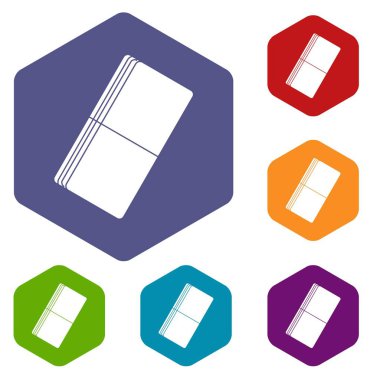 Altıgen silgi Icons set