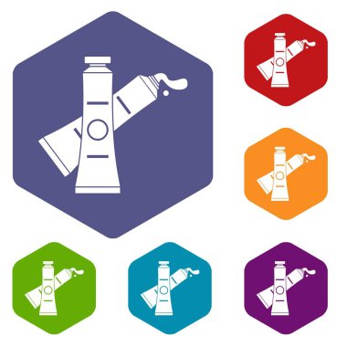 Altıgen yağlı boya Icons set