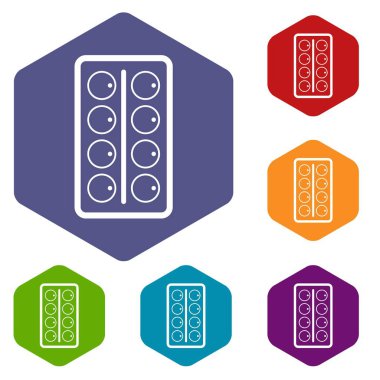 Altıgen suluboya Icons set