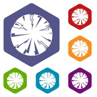 Altıgen tehlikeli gezegen Icons set