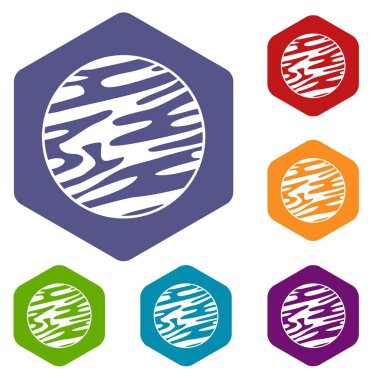 Uzakta altıgen gezegen Icons set