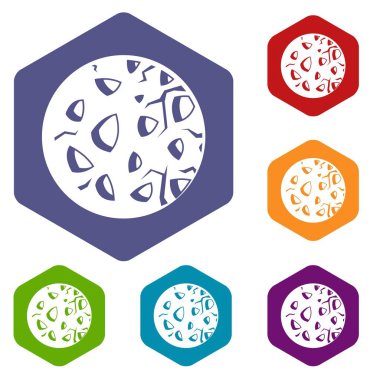 Altıgen kayalık gezegenin Icons set