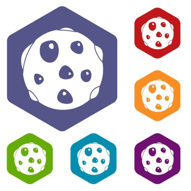 Altıgen yalnız gezegen Icons set