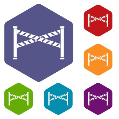 Altıgen polis hattı Icons set