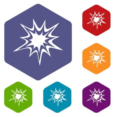Altıgen ağır patlama Icons set