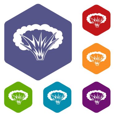 Altıgen atomik patlama Icons set