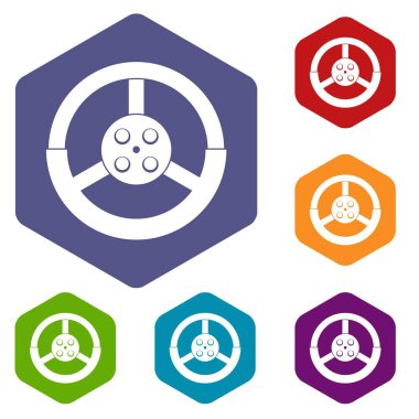 Altıgen direksiyon Icons set