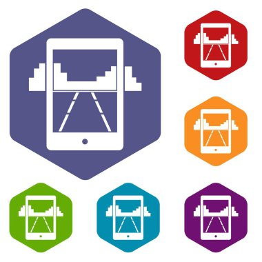 Altıgen mobil oyun Icons set