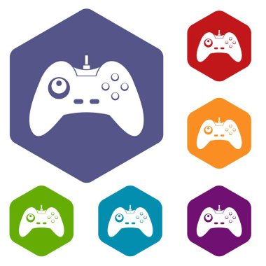 Altıgen bir joystick Icons set