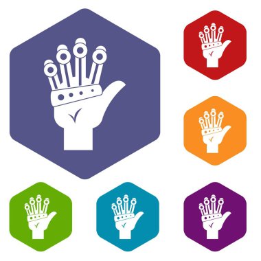 Altıgen VR manipülatör Icons set