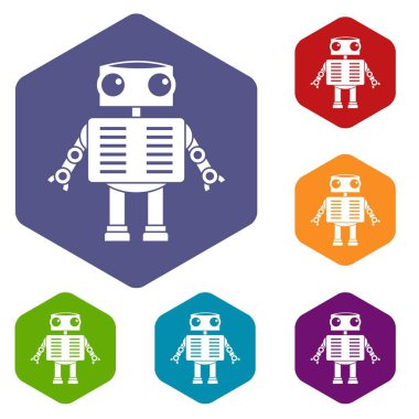 Robot büyük gözleri simgeleri ile altıgen ayarla