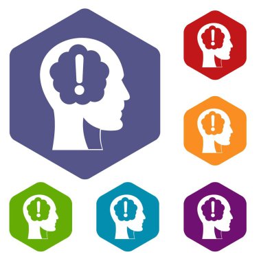 Icons set içinde ünlem işareti ile baş