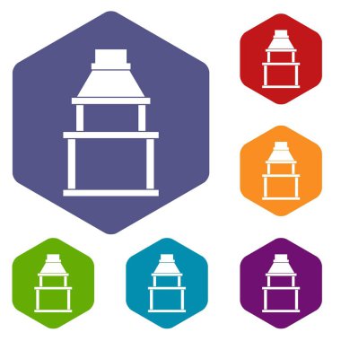 Altıgen Barbekü ızgara Icons set