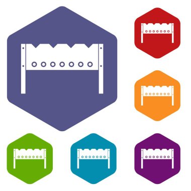 Altıgen mangal Icons set