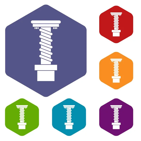 Outil spirale icônes ensemble hexagone — Image vectorielle