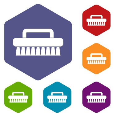 Fırça simgeleri Temizleme altıgen ayarla