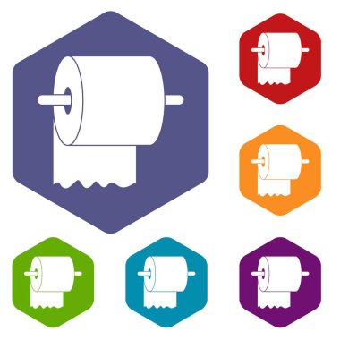 Rulo tuvalet kağıdı tutucu simgeleri altıgen ayarla